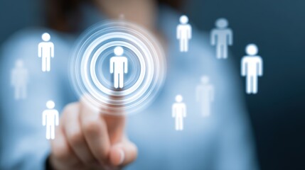 HRM or Human Resource Management, manager icon which is among staff icons for human development recruitment leadership and customer target, resume, interview. generate by AI