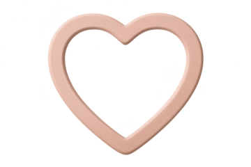 Elegant light pink heart shape isolated on transparent background