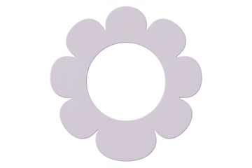 Light grey scalloped flower-like frame isolated on transparent background