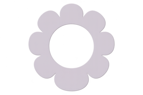 Light grey scalloped flower-like frame isolated on transparent background