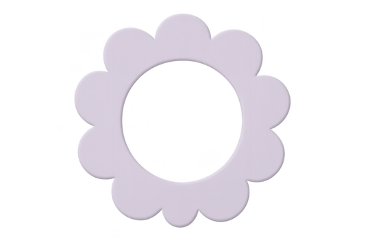 Decorative light purple flower-like frame isolated on transparent background