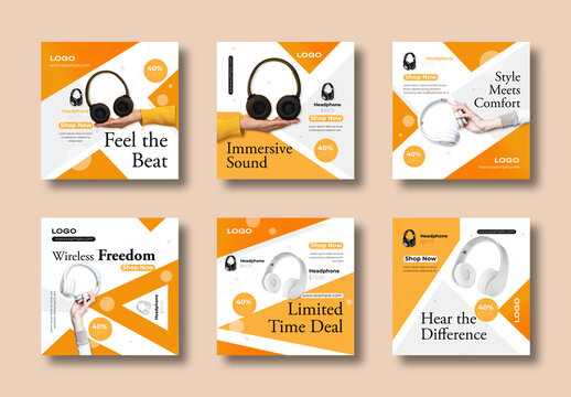 Headphone Product Promotion Social Media Post Template