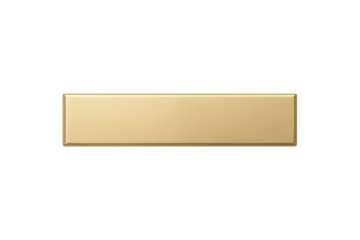 Shiny gold metal plaque with brushed texture isolated on transparent background, sleek design