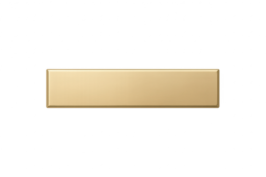 Shiny gold metal plaque with brushed texture isolated on transparent background, sleek design