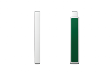Modern e-cigarettes, one with green design, isolated on transparent background