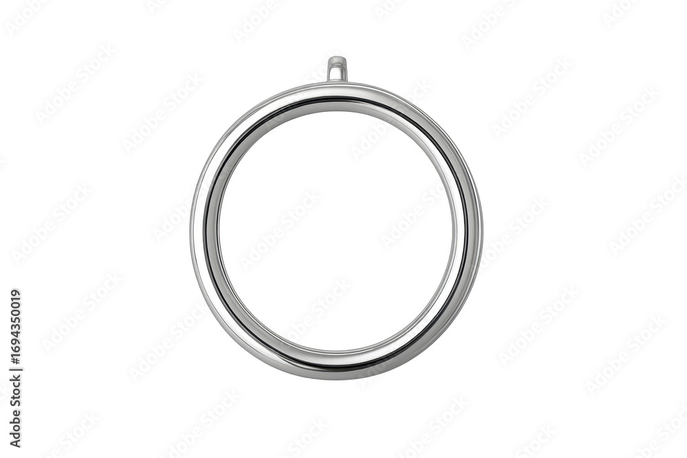 Poster shiny silver metallic curtain ring with loop isolated on transparent background