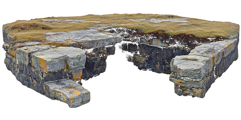 Ancient Stone Structure with Grassy Top ruins historical isolated on a transparent background