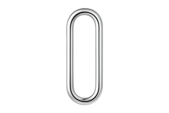 Single silver chain link isolated on transparent background for design, cut-out