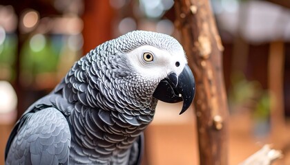 Obraz premium Close-up of a gray parrot