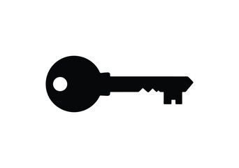 Key Icon – Minimalist Vector Silhouette of Security, Access, and Lock Mechanism