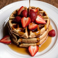 pancakes with strawberries and honey