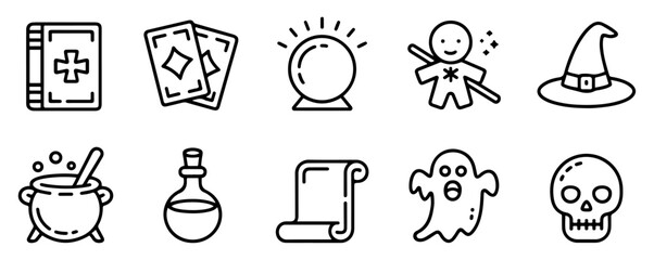 magic icon set mystical occult vector illustration collection