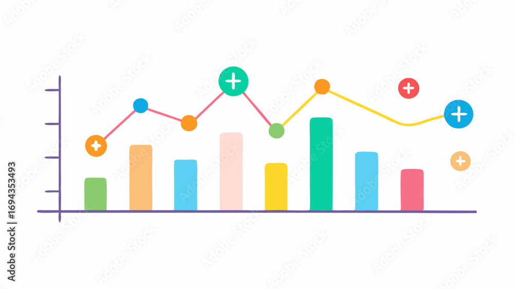 Poster data graphs colorful line graphs showing patient health trends over time with clear labels for each 