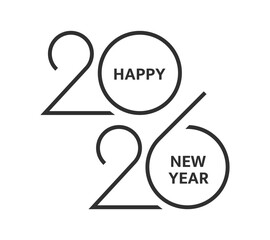 2026 Happy New Year logo design isolated on white background. Design template banner, brochure, card. Vector illustration
