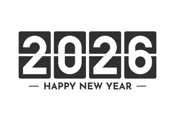 2026 Happy New Year logo design isolated on white background. Design template banner, brochure, card. Vector illustration