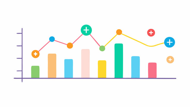 Data Graphs Colorful line graphs showing patient health trends over time with clear labels for each axis indicating metrics like weight change and medication adherence.