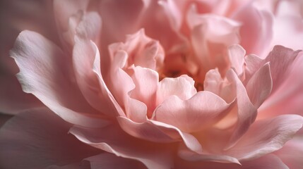 Soft pink rose petals illuminated in gentle light showcasing delicate details and natural beauty