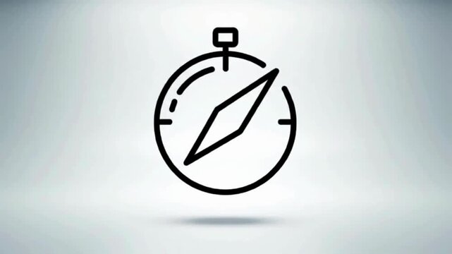 Animated Compass Icon on White Background for Navigation and Direction