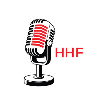 HHF Microphone Company logo. HHF Retro Mic logo design for entrepreneur and business. HHF Entertainment Branding best icon.
