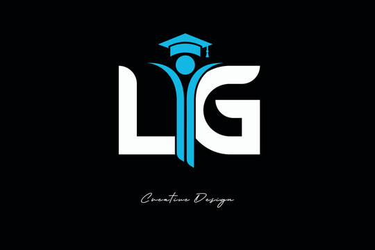 LG Creative Education monogram Logo Design Academic Graduation Symbol with Student Icon for Learning, Training & Professional Branding