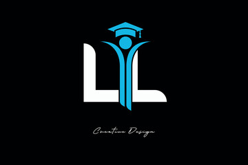 LL Creative Education monogram Logo Design Academic Graduation Symbol with Student Icon for Learning, Training & Professional Branding