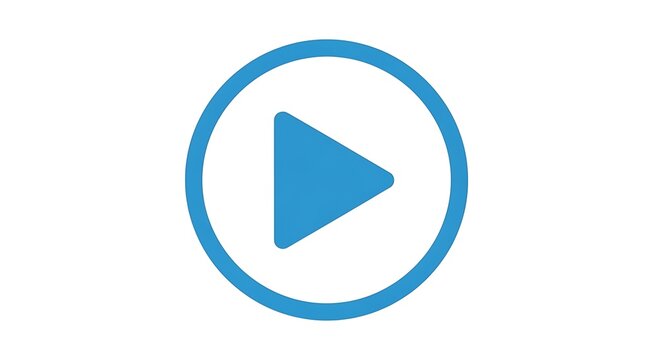 Blue Play Button Icon.