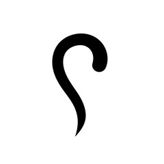 A visually striking black abstract graphic representing a stylized swirl or a curving stroke on a white background, perfect for graphic design elements