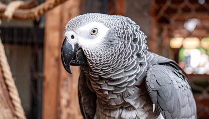 Obraz premium Close-up of a grey parrot