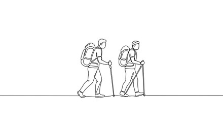 two people with gear on a minimalist white background  