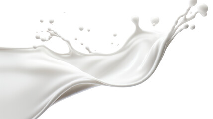 Milk splash in a smooth curve shape realistic droplets on transparent background