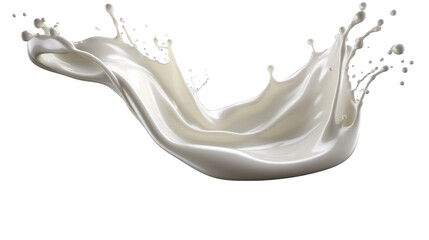 Milk splash in a smooth curve shape realistic droplets on transparent background