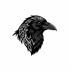 Black raven head with intricate Celtic knotwork, a captivating design concept symbolizing wisdom, mystery, and powerful mythological spirit