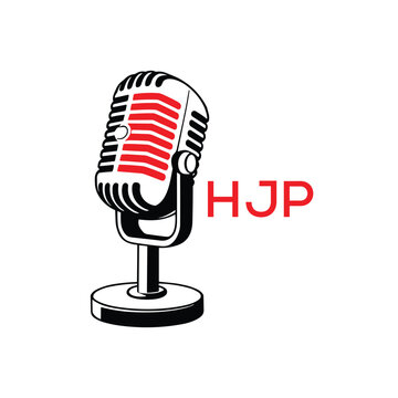 HJP Microphone Company logo. HJP Retro Mic logo design for entrepreneur and business. HJP Entertainment Branding best icon.
