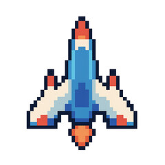 Fototapeta premium Retro 8-Bit Pixel Spaceship – Classic Arcade Starfighter