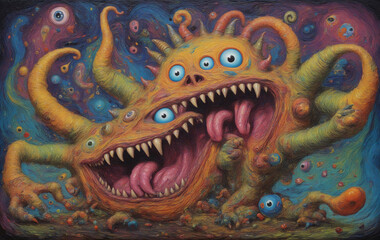 Obraz premium Surreal oil painting of fantasy abstract scene