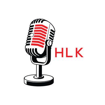 HLK Microphone Company logo. HLK Retro Mic logo design for entrepreneur and business. HLK Entertainment Branding best icon.
