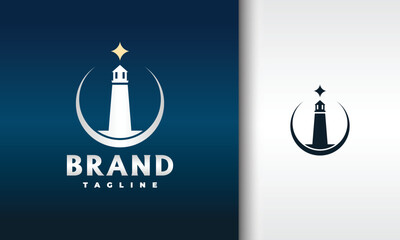 Lighthouse Logo Guiding Light Symbol with Star Above