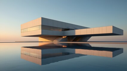 Modern Architecture Reflection on Water - Minimalist Building Design
