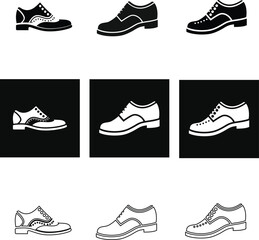 Shoe footwear vector set with outline and silhouette illustrations, perfect for e-commerce ads, boutique logos, and lifestyle brand promotions.