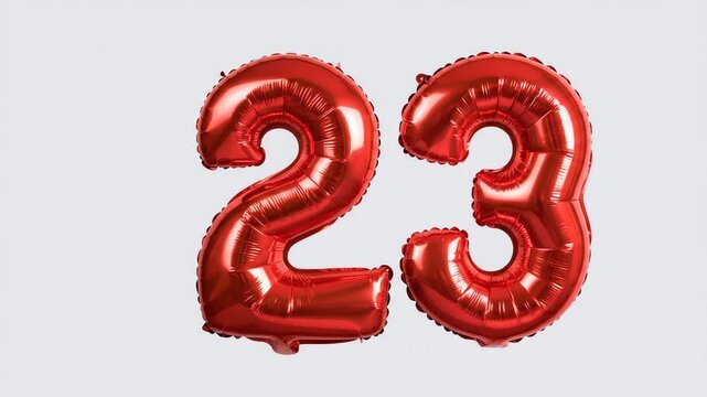 Festive Red Number 23 Balloons Against a Light Backdrop for Celebrations