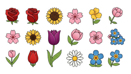 Flowers Emoji Icon Set | Vector Flower Emoticons, Stickers and Symbols Collection