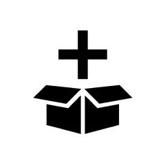 Obraz premium Minimalist Box Addition Graphic with Plus Symbol