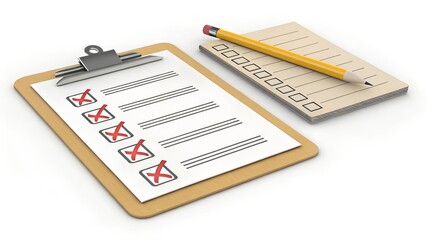 paper clipboard with pencil 3d notepad task