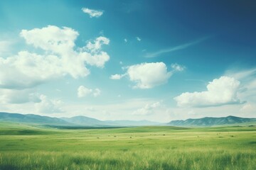 Fototapeta premium Green plain landscape sky backgrounds.
