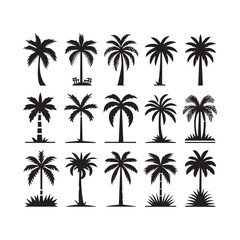 Palm Tree Icon Set — Tropical Silhouette Vector and Logo