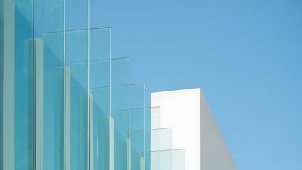 Modern Architecture - Teal Glass Facade Against Blue Sky