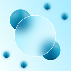 Abstract composition Blue spheres and a transparent circle on a blue gradient. Eps 10