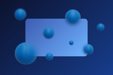 Modern geometric composition with vibrant Blue 3D shapes and text space. Glass morphism. Eps 10