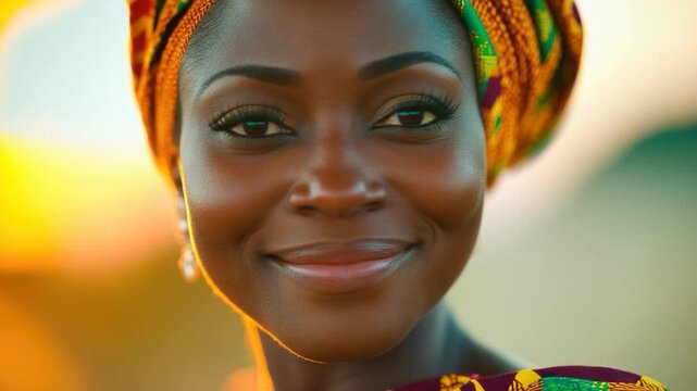 A close-up shot of a woman wearing a turban, simple and elegant