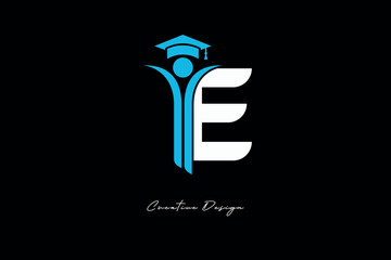 E Creative Education monogram Logo Design Academic Graduation Symbol with Student Icon for Learning, Training & Professional Branding
